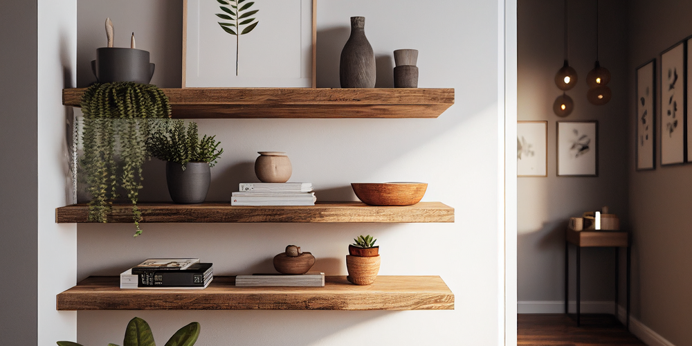 Rustic Floating Shelves - 100% Solid Oak, Pine or Walnut - FREE P&P!